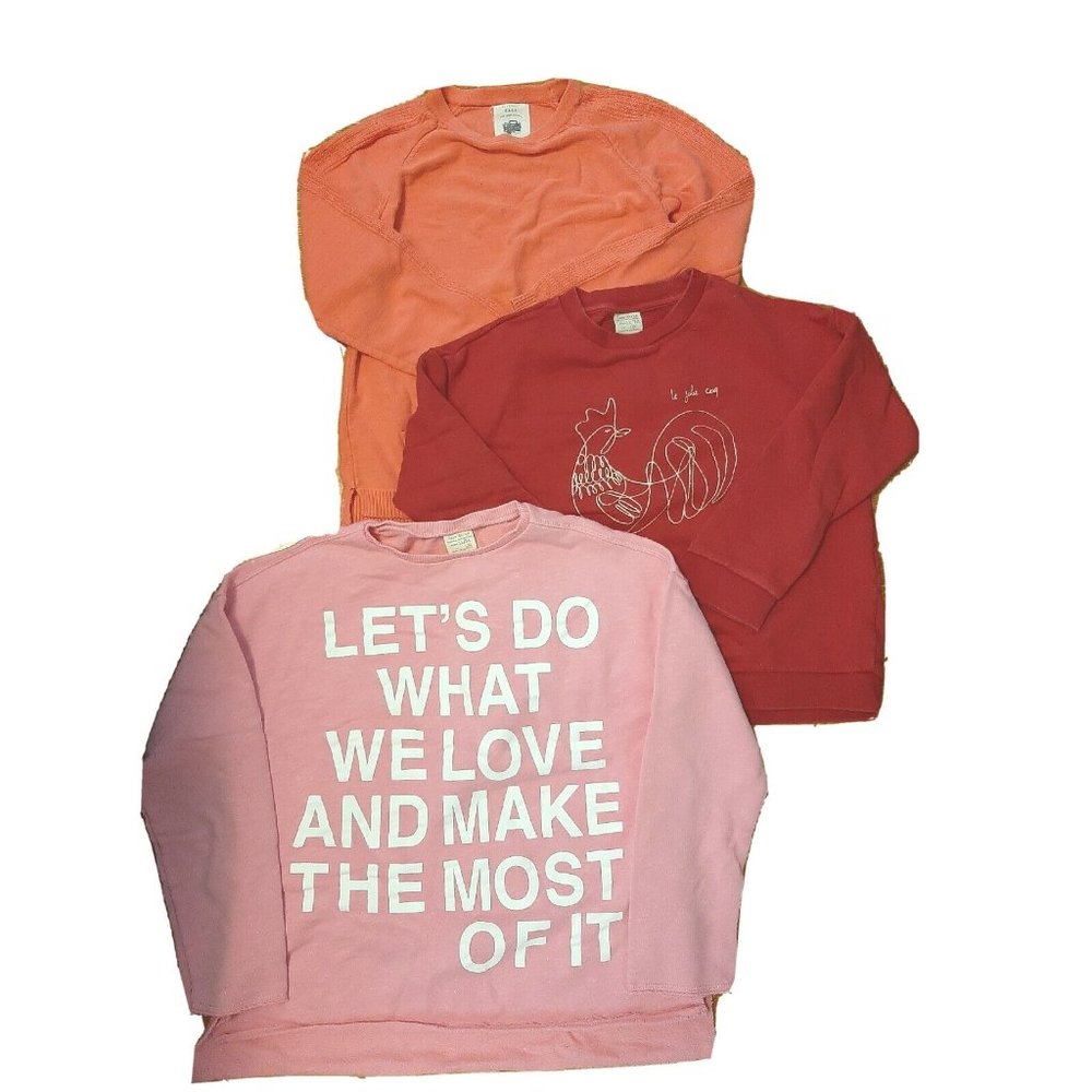 LOT 3 Zara Girls Pullover Sweaters Pink Red Size 11-12
